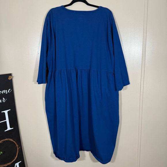 Ulla Popken Blue V Neck Cotton Midi Dress Size 24/26 - Picture 2 of 7